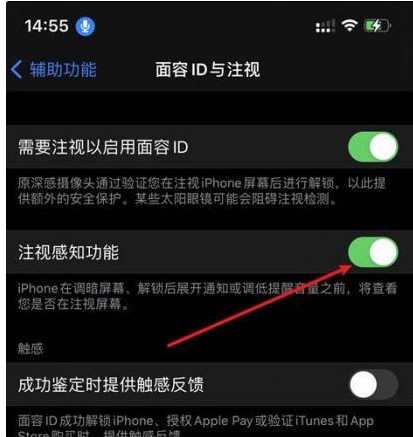 西乡塘苹果14维修网点分享iPhone14注视感知功能有什么用 